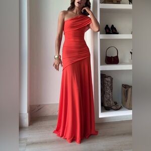 Elegant One Shoulder Red Dress